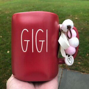 NWT Rae Dunn Red Christmas Mug "Gigi" w/ Heart Charm